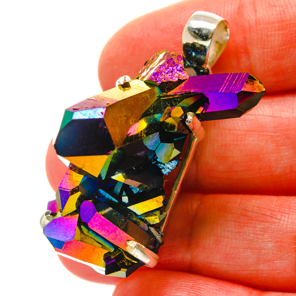 Titanium Sunshine Druzy Pendants handcrafted by Anasilvercos - PD17113