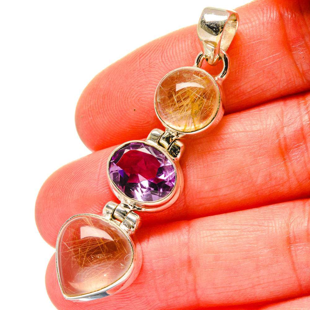 Rutilated Quartz Pendants handcrafted by Anasilvercos - PD17131