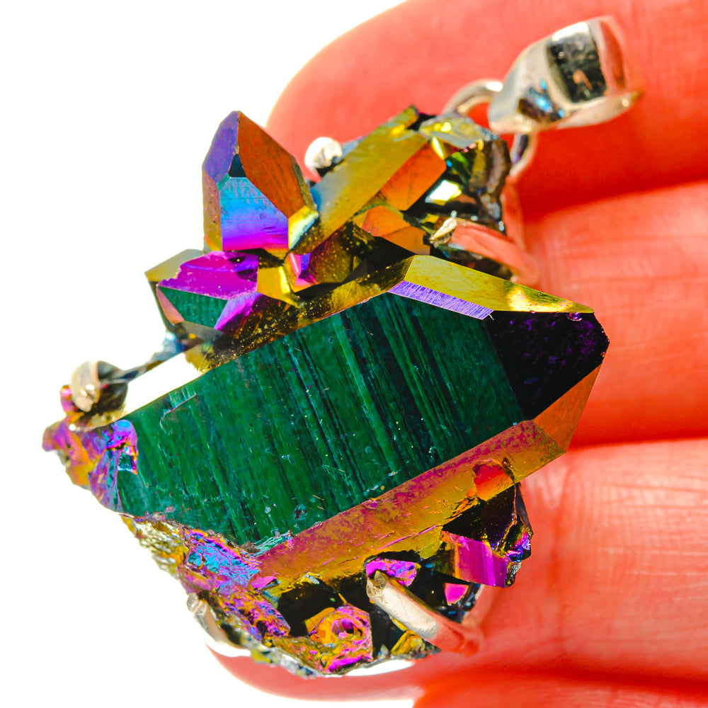 Titanium Sunshine Druzy Pendants handcrafted by Anasilvercos - PD17132