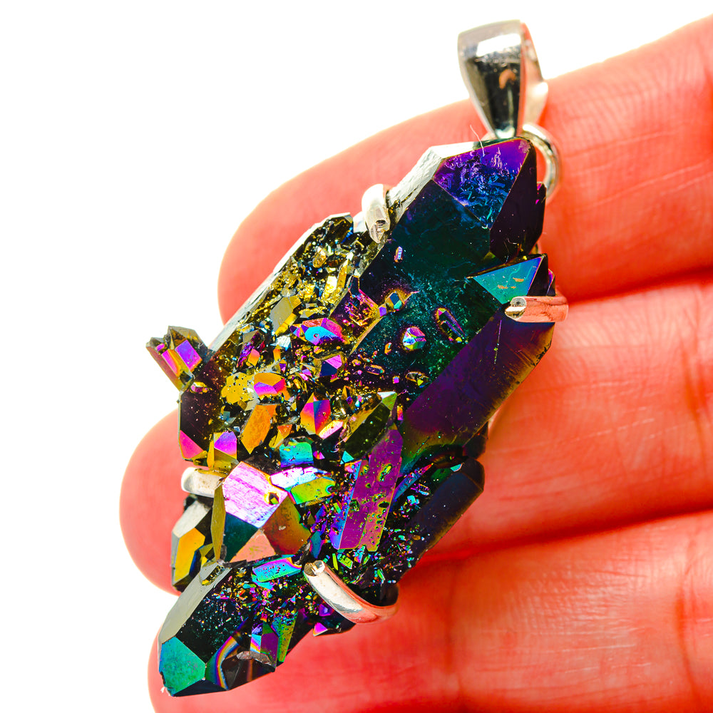 Titanium Sunshine Druzy Pendants handcrafted by Anasilvercos - PD17134