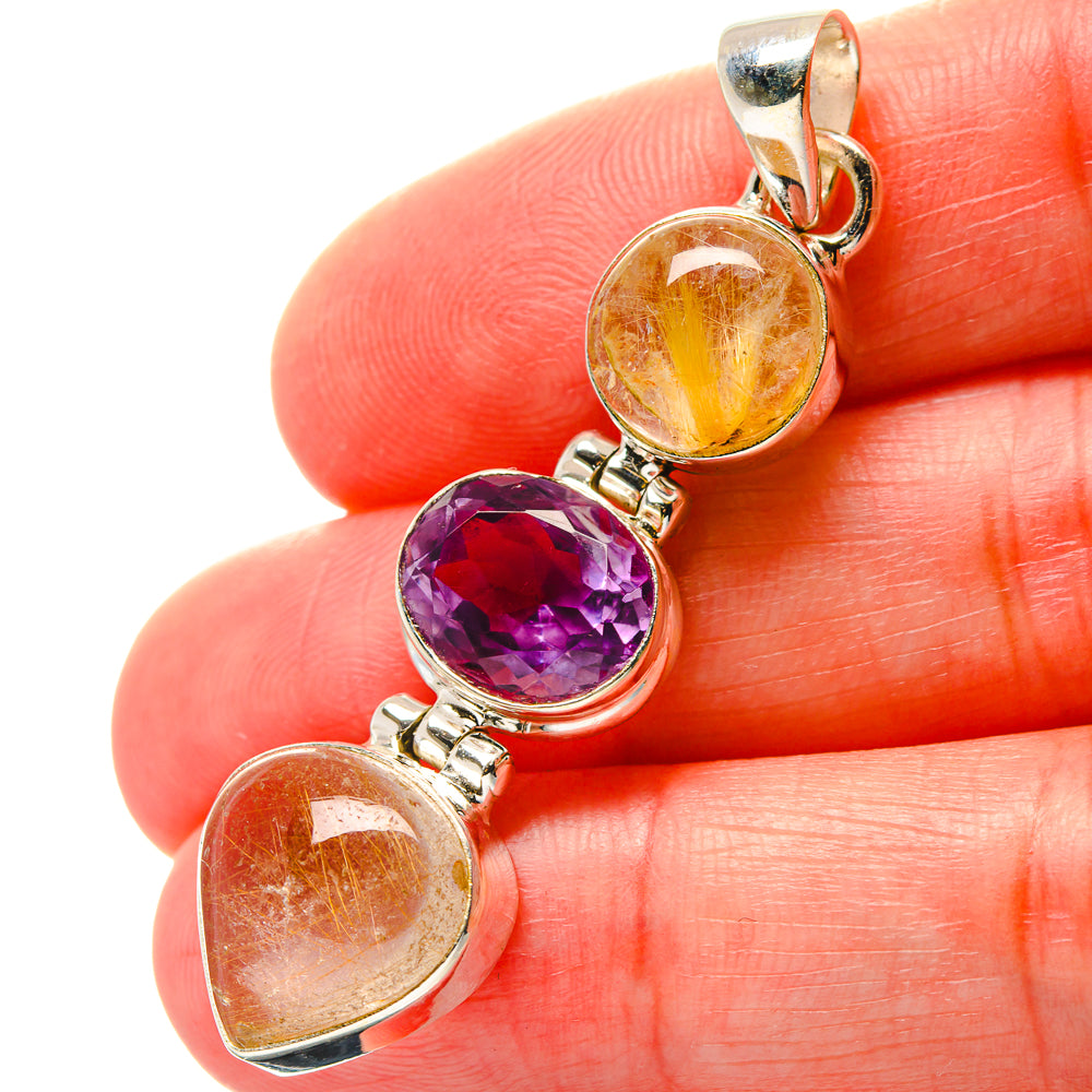 Rutilated Quartz Pendants handcrafted by Anasilvercos - PD17147