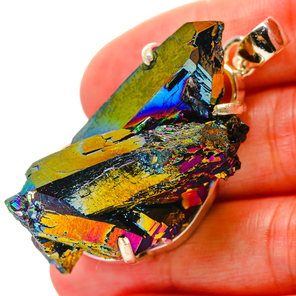 Titanium Sunshine Druzy Pendants handcrafted by Anasilvercos - PD17148
