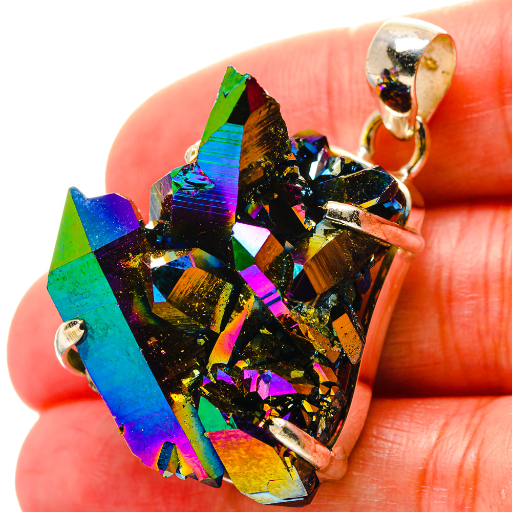 Titanium Sunshine Druzy Pendants handcrafted by Anasilvercos - PD17150