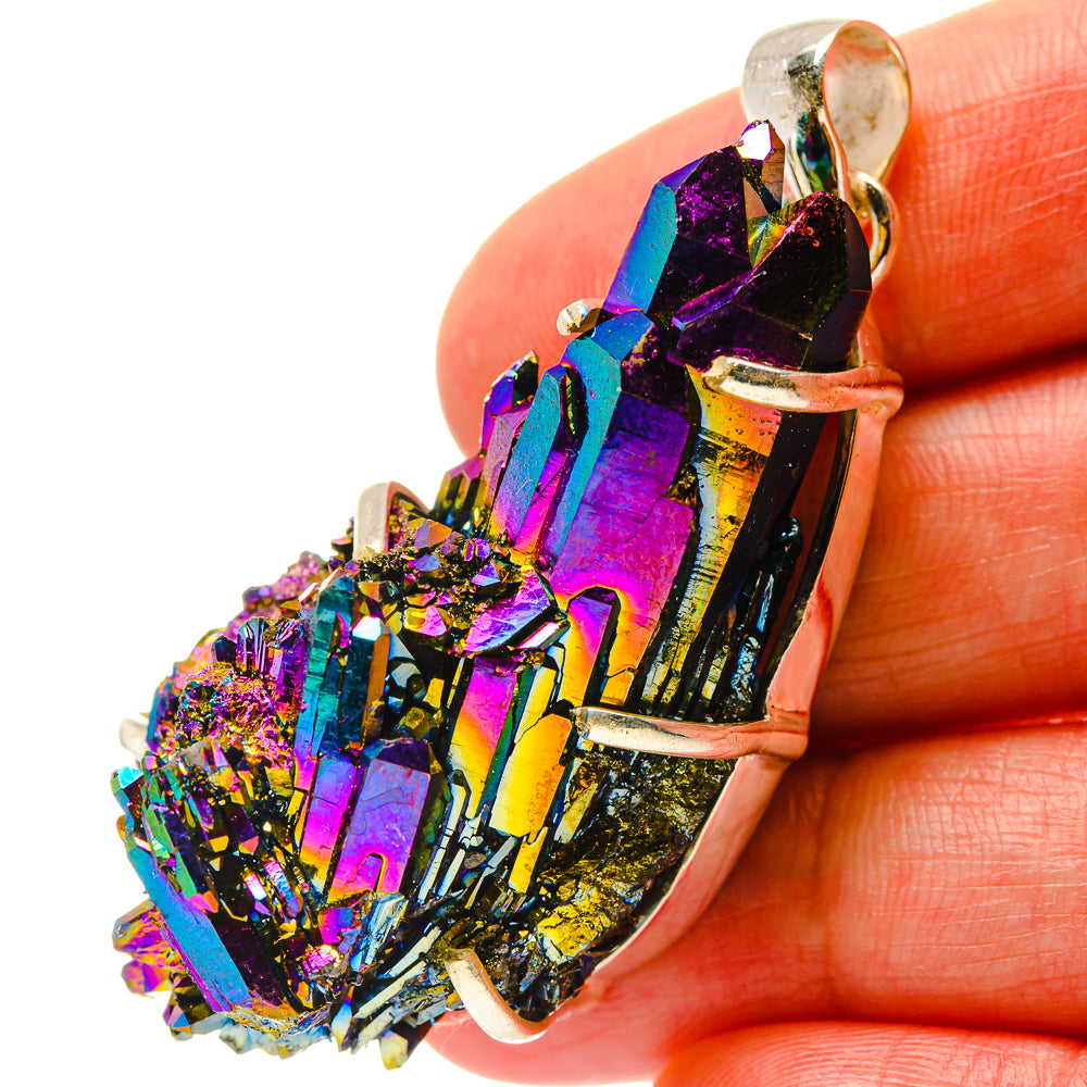 Titanium Sunshine Druzy Pendants handcrafted by Anasilvercos - PD17169