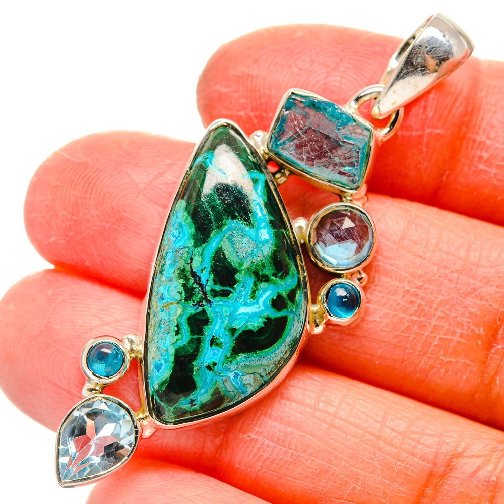 Malachite In Chrysocolla Pendants handcrafted by Anasilvercos - PD17222