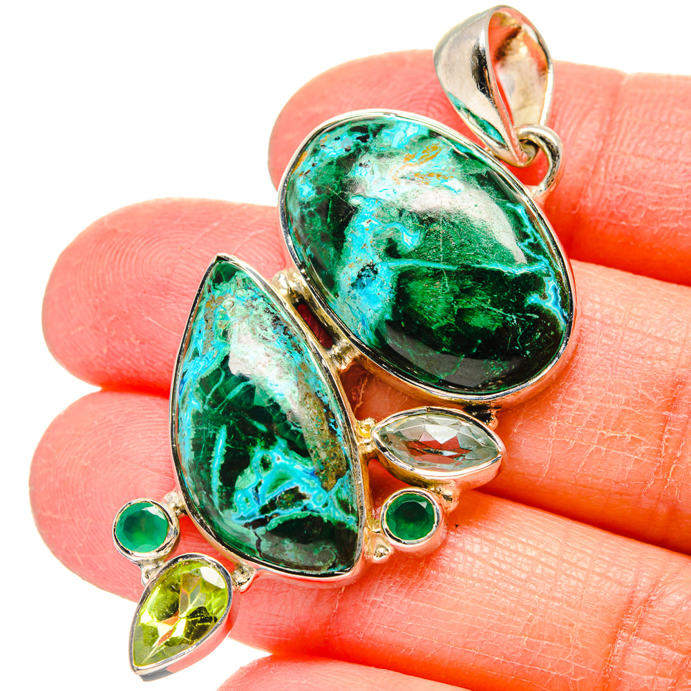 Malachite In Chrysocolla Pendants handcrafted by Anasilvercos - PD17266