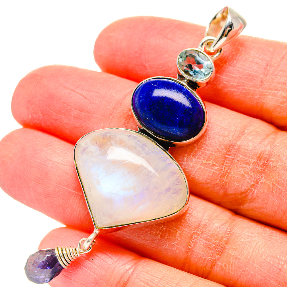 Rainbow Moonstone Pendants handcrafted by Anasilvercos - PD17275