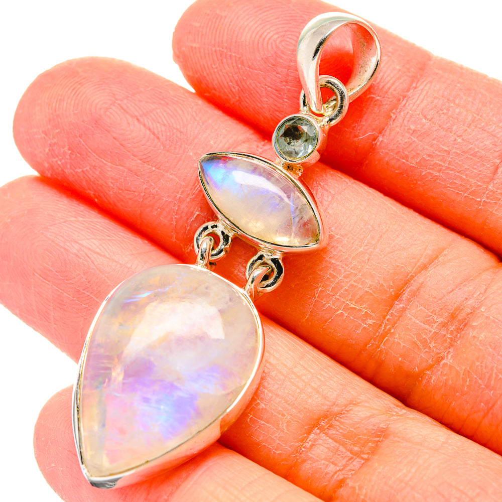 Rainbow Moosntone Pendants handcrafted by Anasilvercos - PD17279