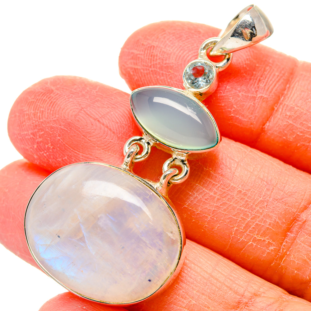 Rainbow Moonstone Pendants handcrafted by Anasilvercos - PD17284
