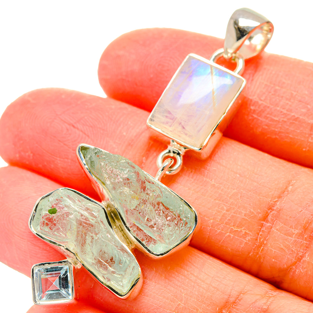 Rainbow Moonstone Pendants handcrafted by Anasilvercos - PD17306