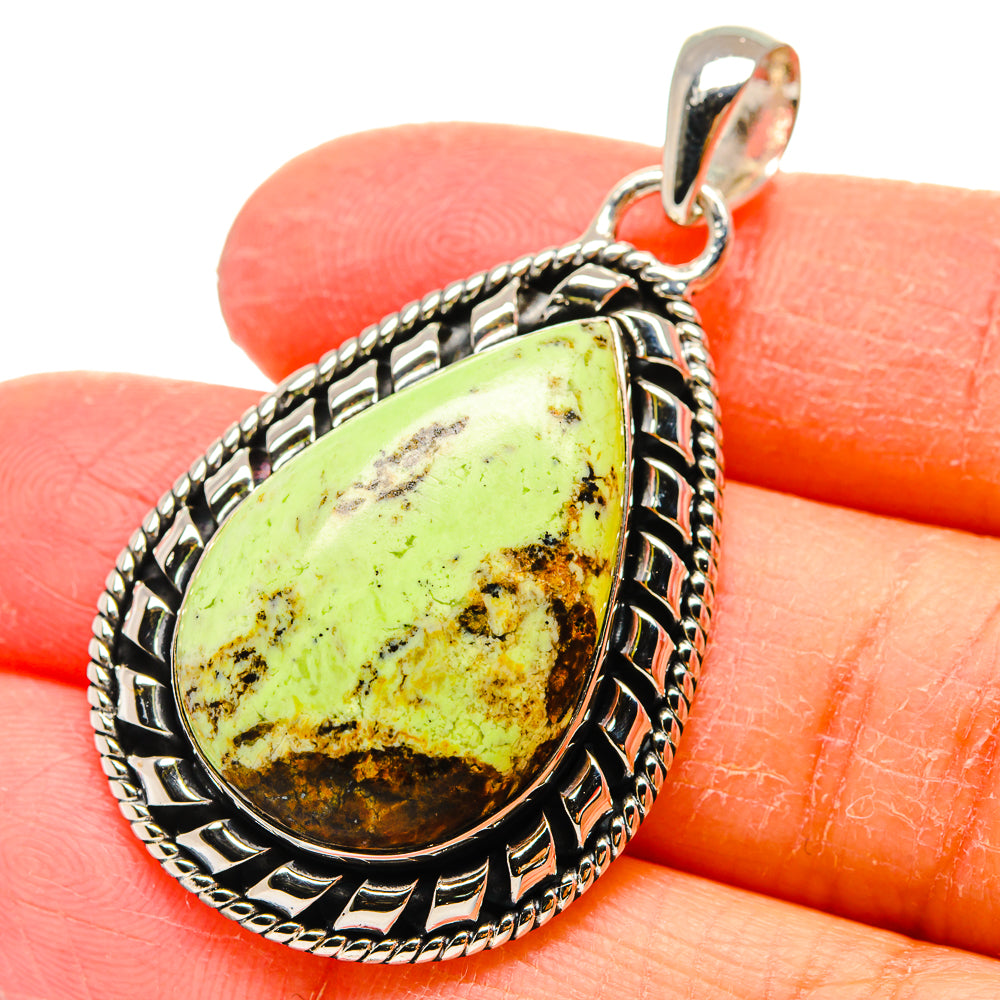 Lemon Chrysoprase Pendants handcrafted by Anasilvercos - PD17309