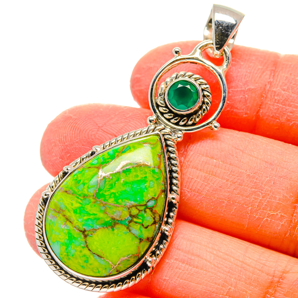 Green Copper Composite Turquoise Pendants handcrafted by Anasilvercos - PD17310