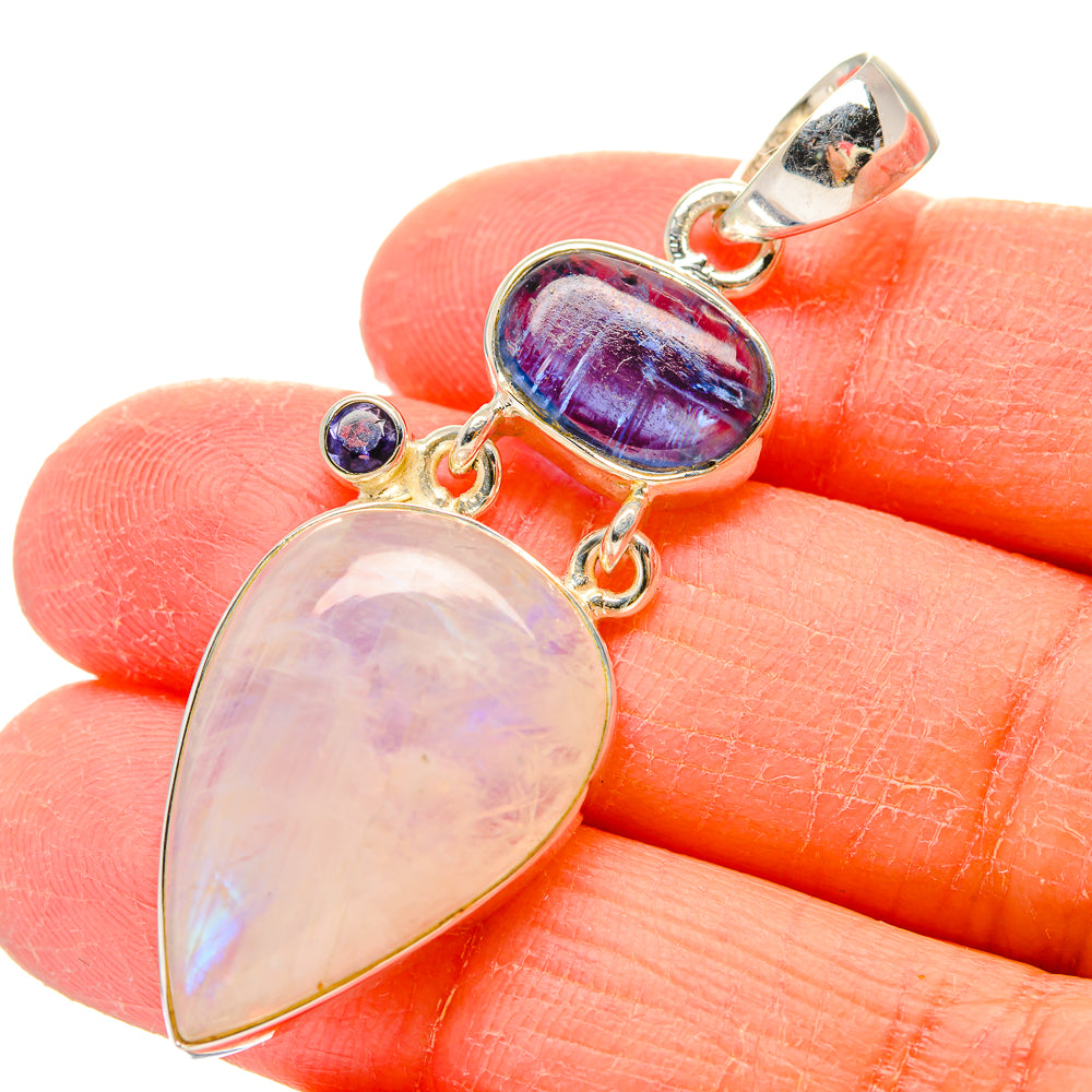 Rainbow Moonstone Pendants handcrafted by Anasilvercos - PD17318