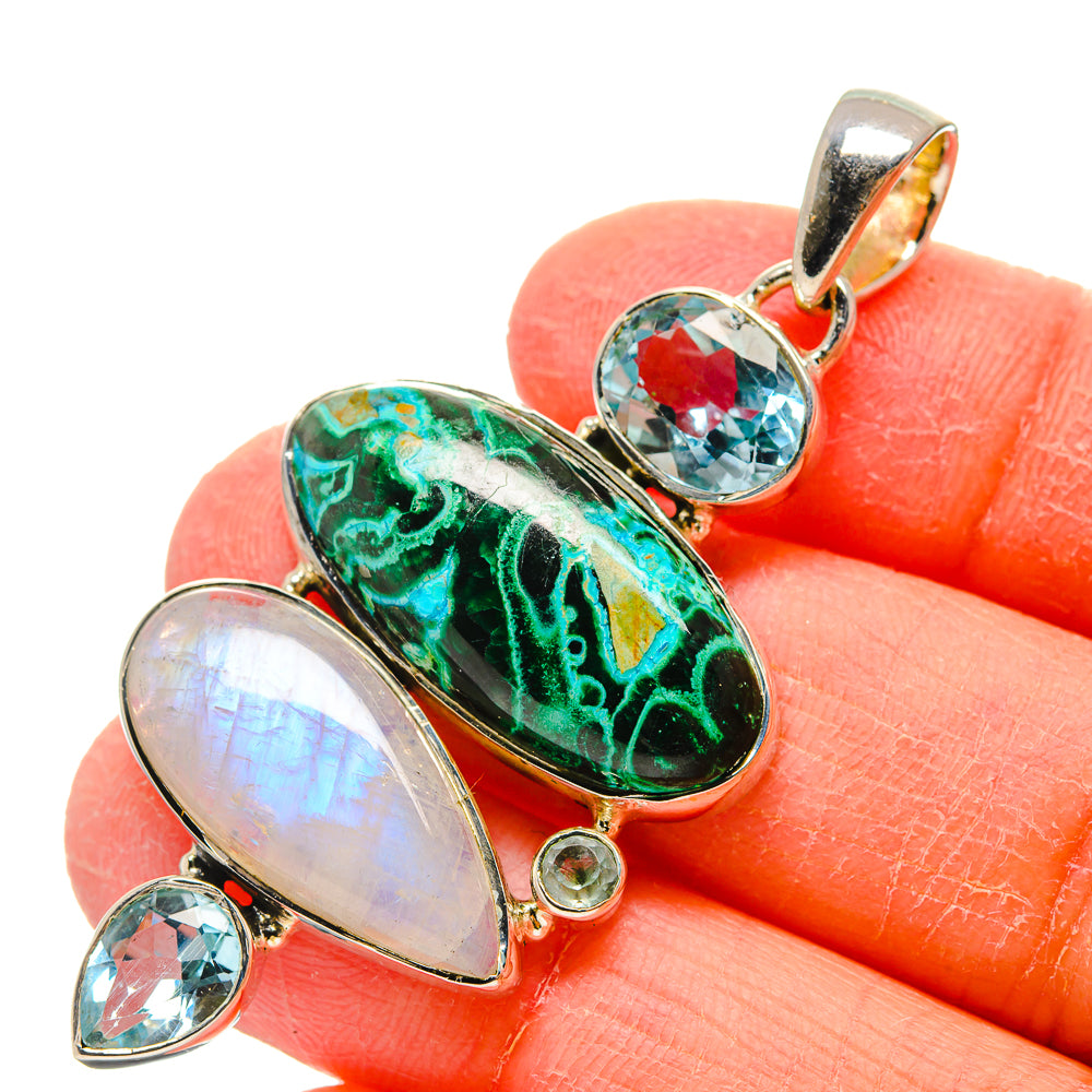 Malachite In Chrysocolla Pendants handcrafted by Anasilvercos - PD17324