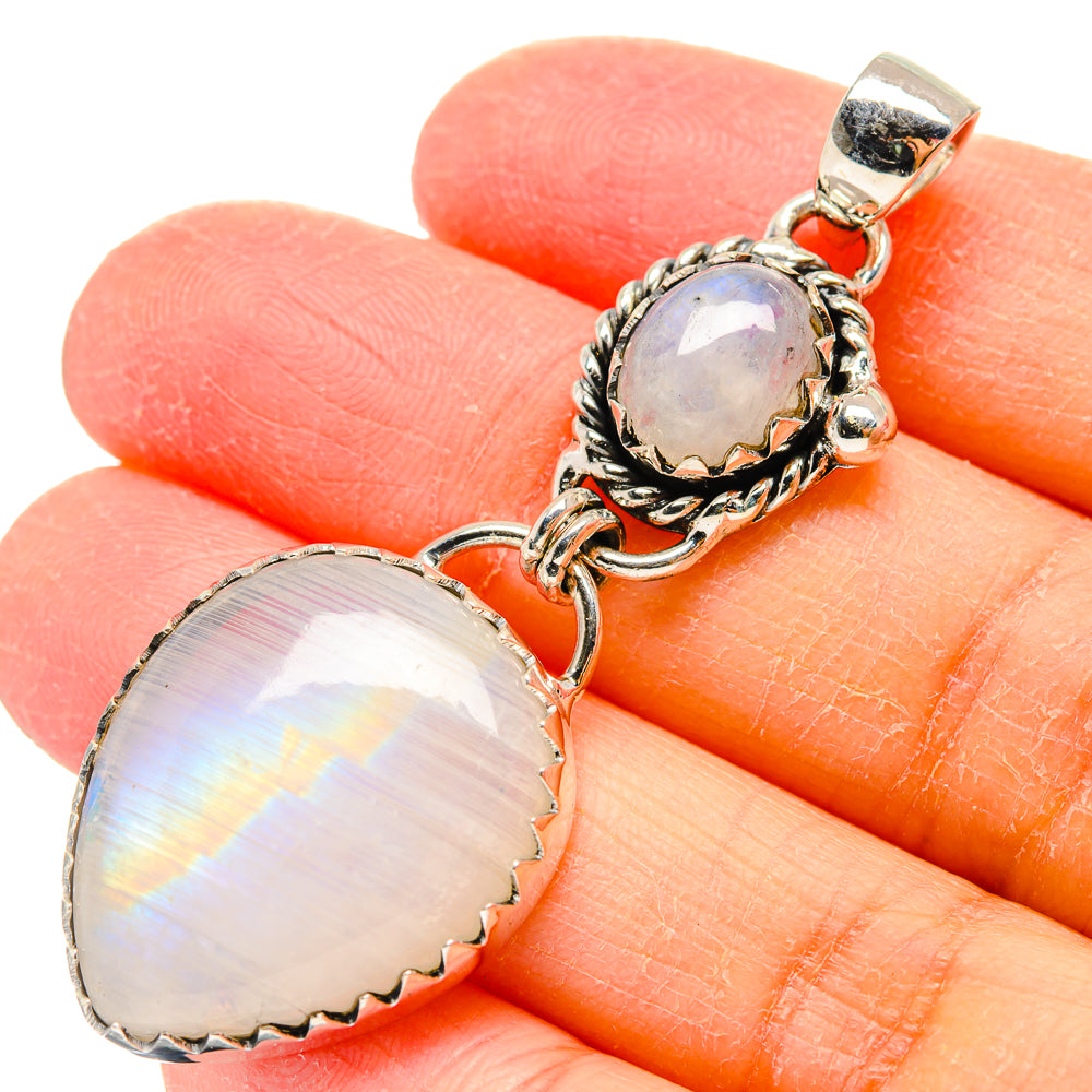 Rainbow Moonstone Pendants handcrafted by Anasilvercos - PD17334