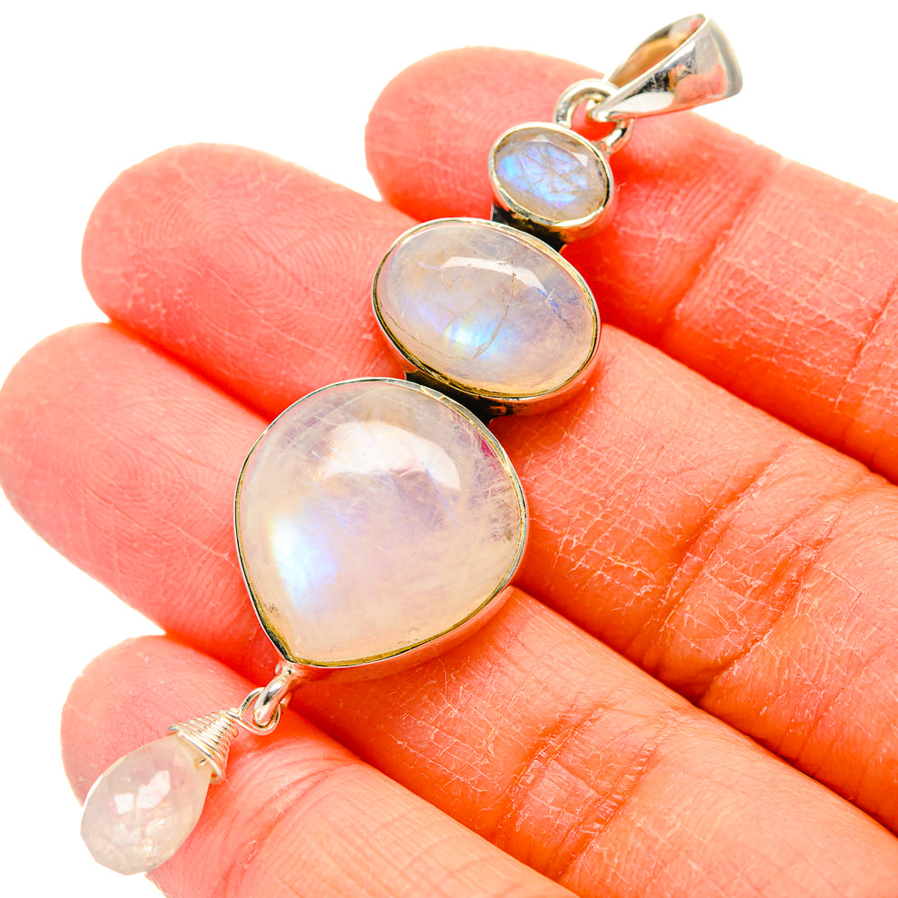 Rainbow Moonstone Pendants handcrafted by Anasilvercos - PD17335