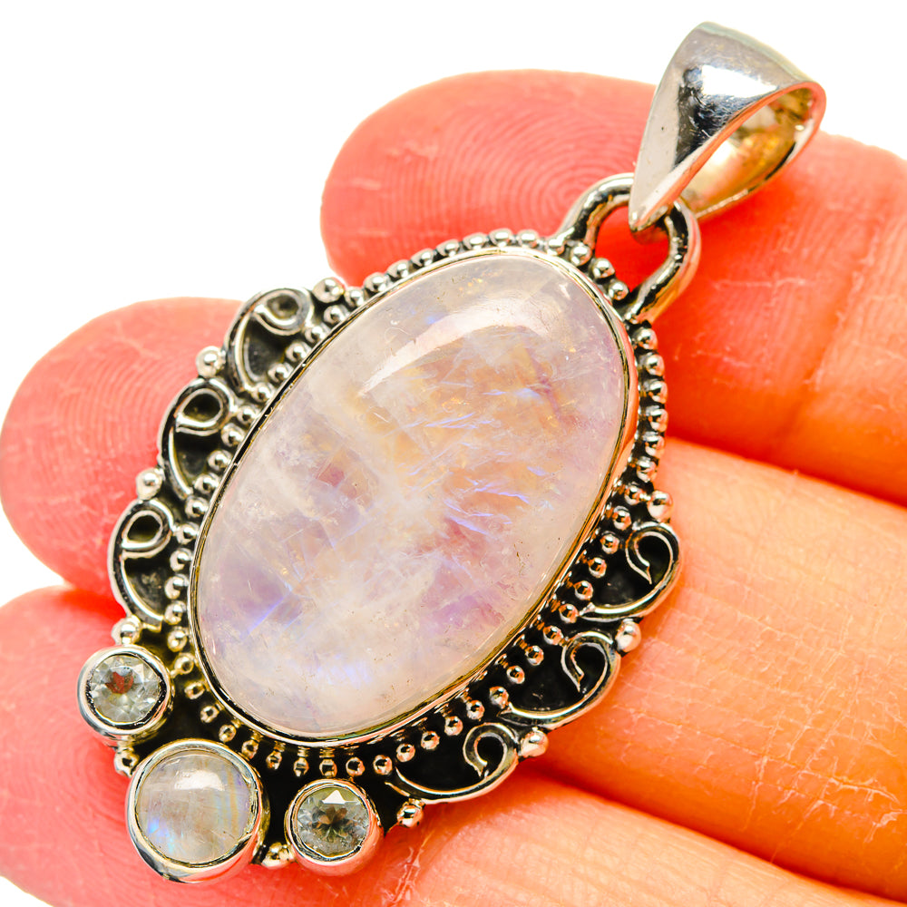 Rainbow Moonstone Pendants handcrafted by Anasilvercos - PD17340