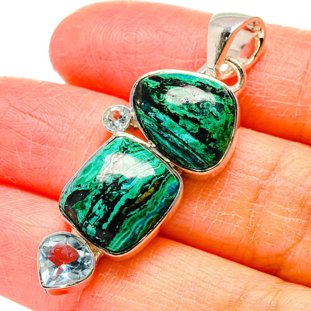 Malachite In Chrysocolla Pendants handcrafted by Anasilvercos - PD17343