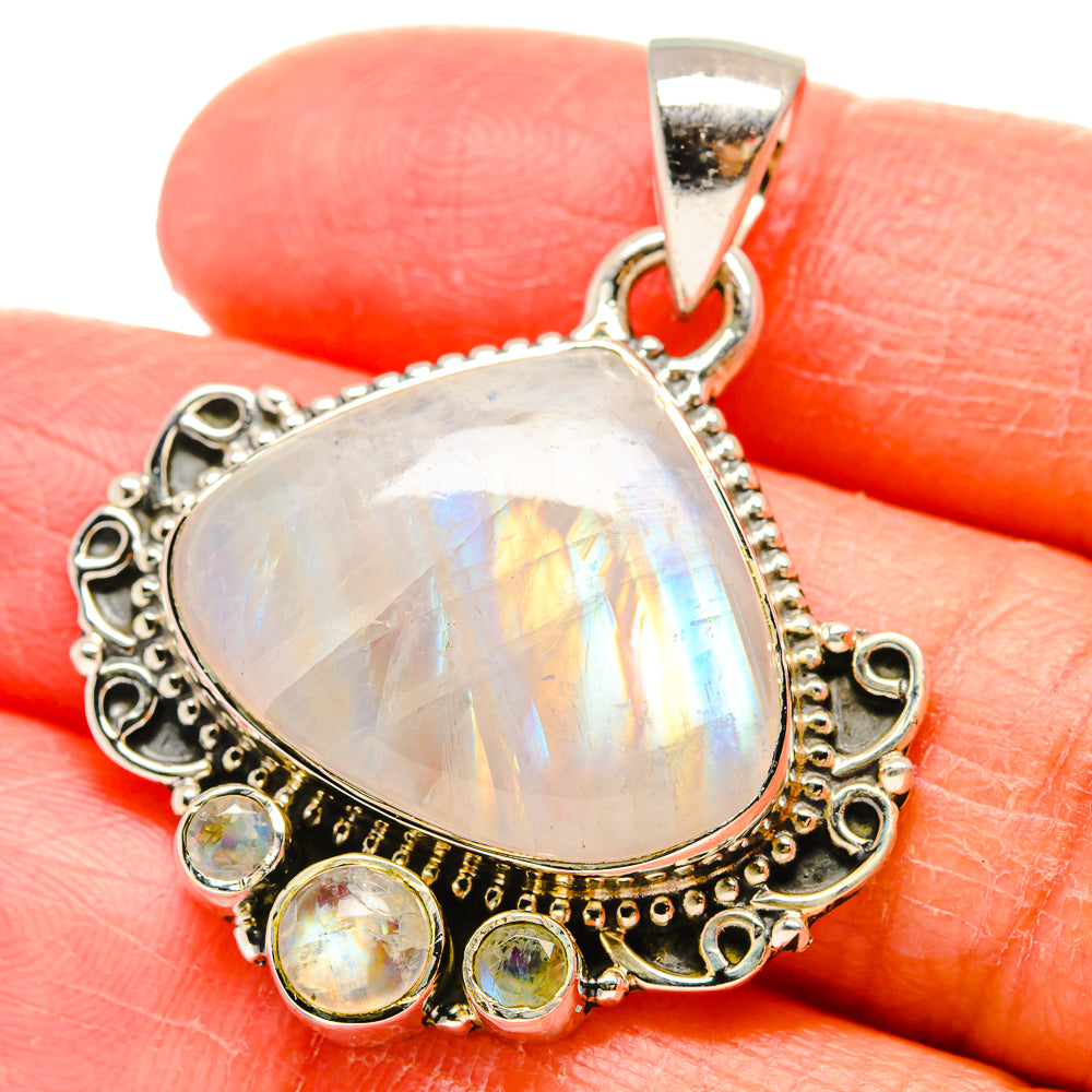 Rainbow Moonstone Pendants handcrafted by Anasilvercos - PD17344
