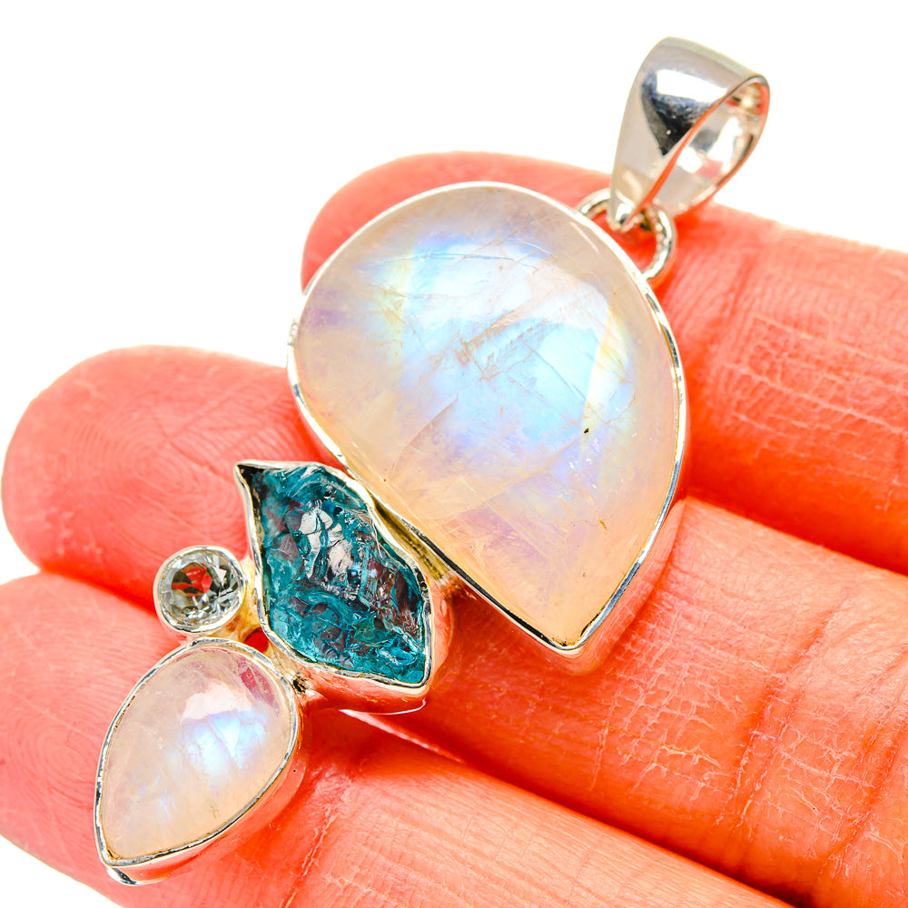 Rainbow Moonstone Pendants handcrafted by Anasilvercos - PD17346