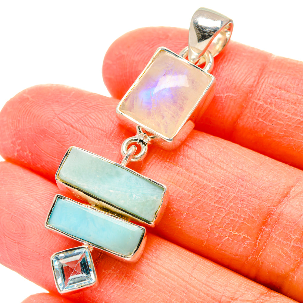 Rainbow Moonstone Pendants handcrafted by Anasilvercos - PD17347