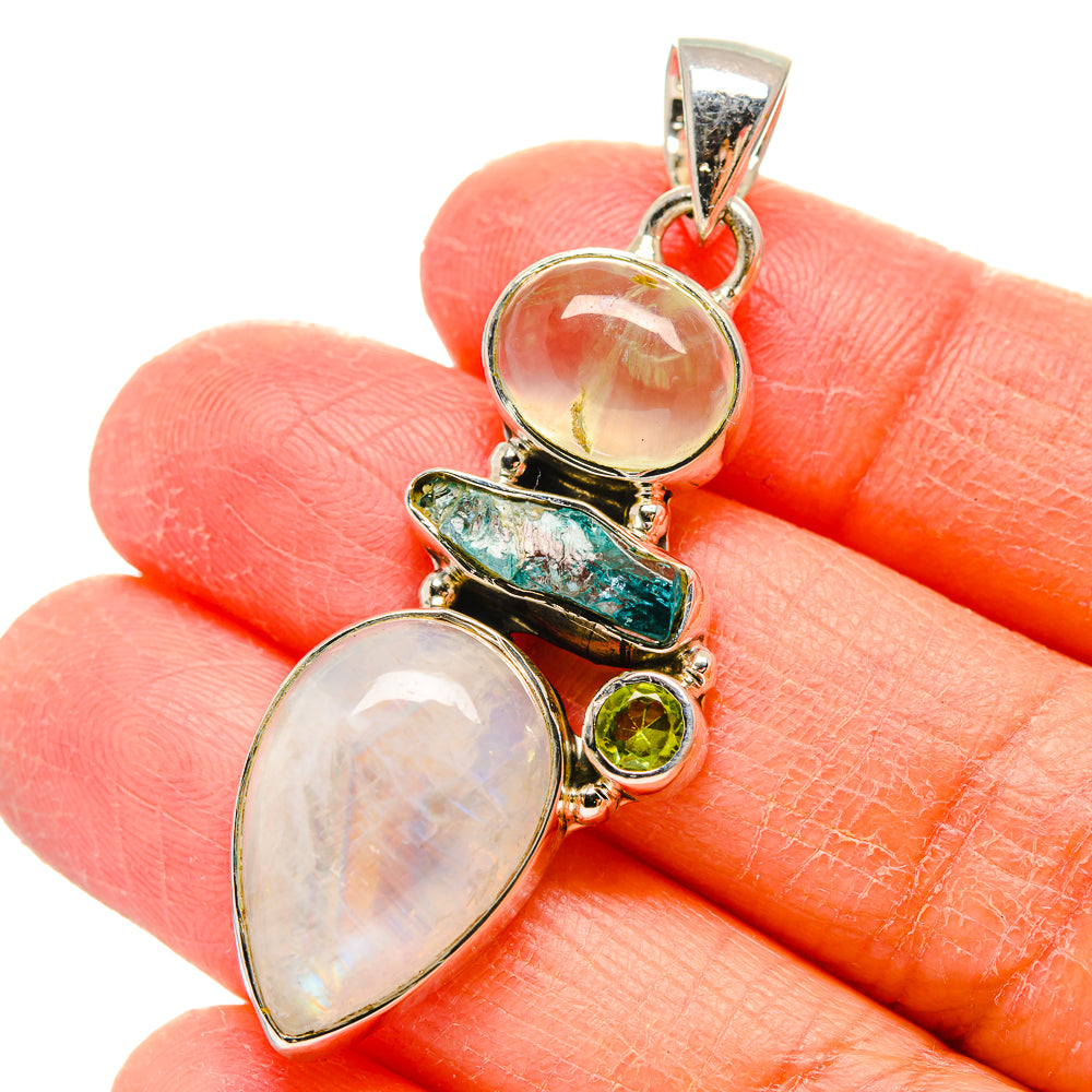 Rainbow Moonstone Pendants handcrafted by Anasilvercos - PD17350