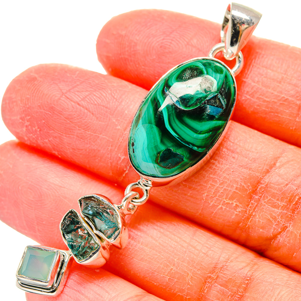 Malachite In Chrysocolla Pendants handcrafted by Anasilvercos - PD17357