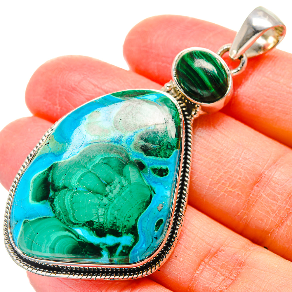 Malachite In Chrysocolla Pendants handcrafted by Anasilvercos - PD17383
