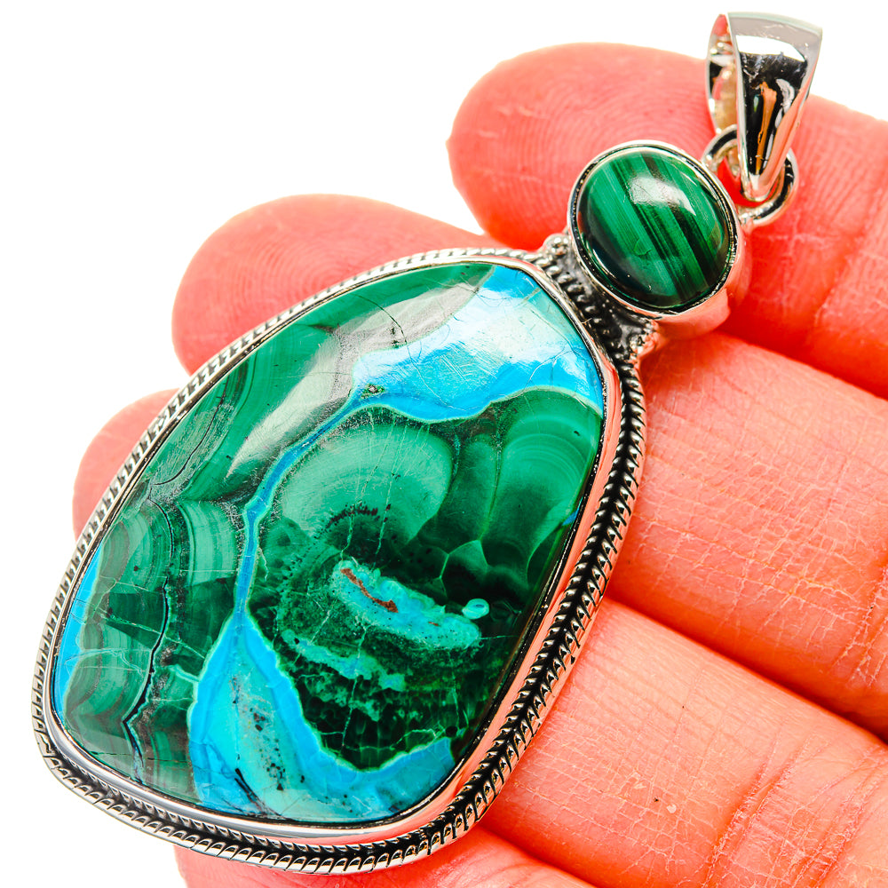 Malachite In Chrysocolla Pendants handcrafted by Anasilvercos - PD17404