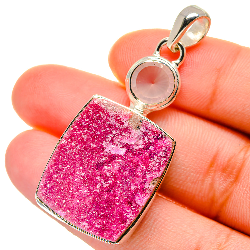 Cobalto Calcite Druzy Pendants handcrafted by Anasilvercos - PD17415