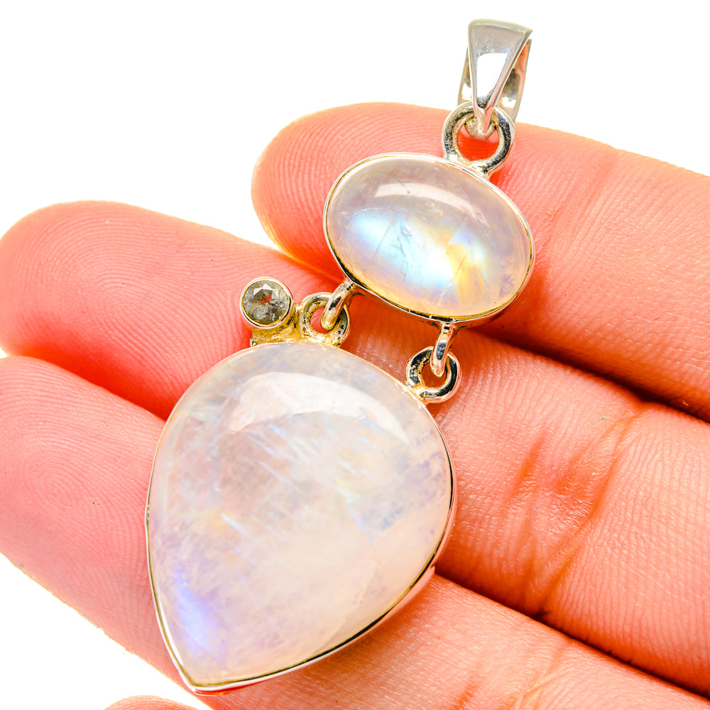 Rainbow Moonstone Pendants handcrafted by Anasilvercos - PD17422