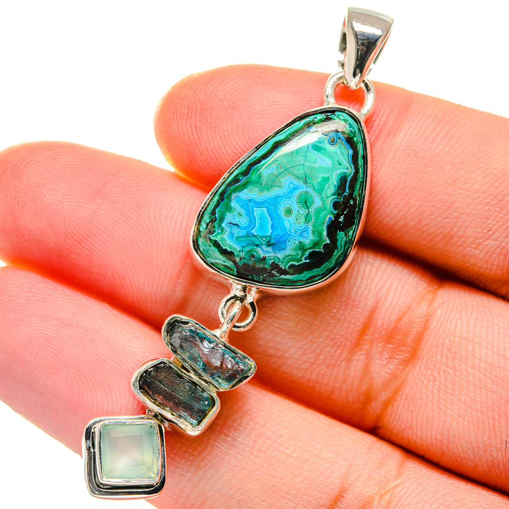 Malachite In Chrysocolla Pendants handcrafted by Anasilvercos - PD17424