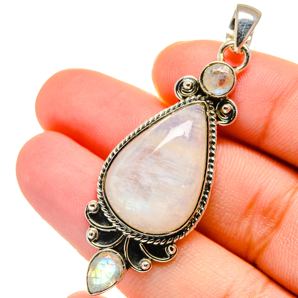 Rainbow Moonstone Pendants handcrafted by Anasilvercos - PD17431