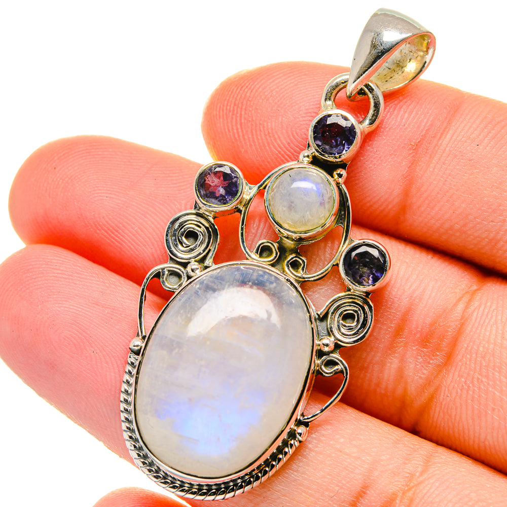 Rainbow Moonstone Pendants handcrafted by Anasilvercos - PD17444