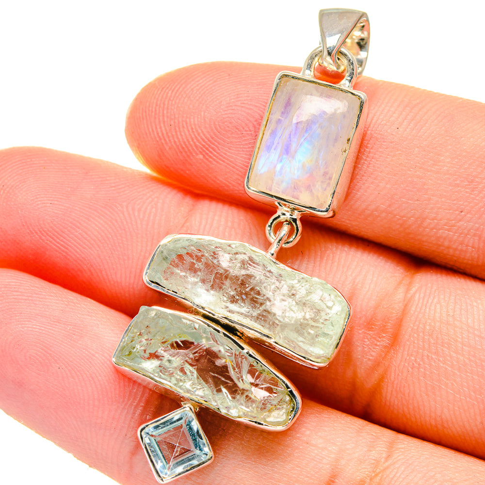 Rainbow Moonstone Pendants handcrafted by Anasilvercos - PD17450