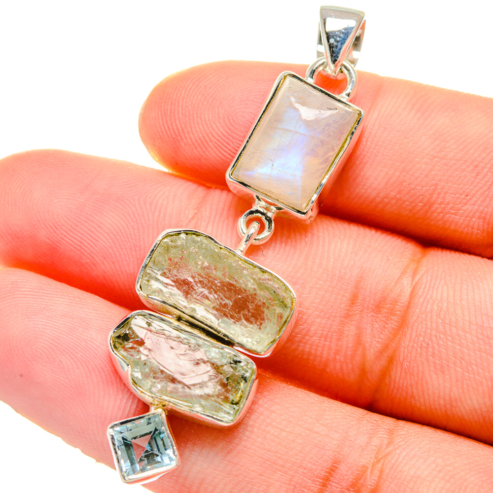 Rainbow Moonstone Pendants handcrafted by Anasilvercos - PD17482