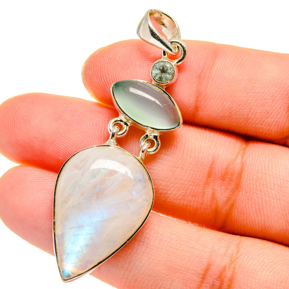 Rainbow Moonstone Pendants handcrafted by Anasilvercos - PD17551