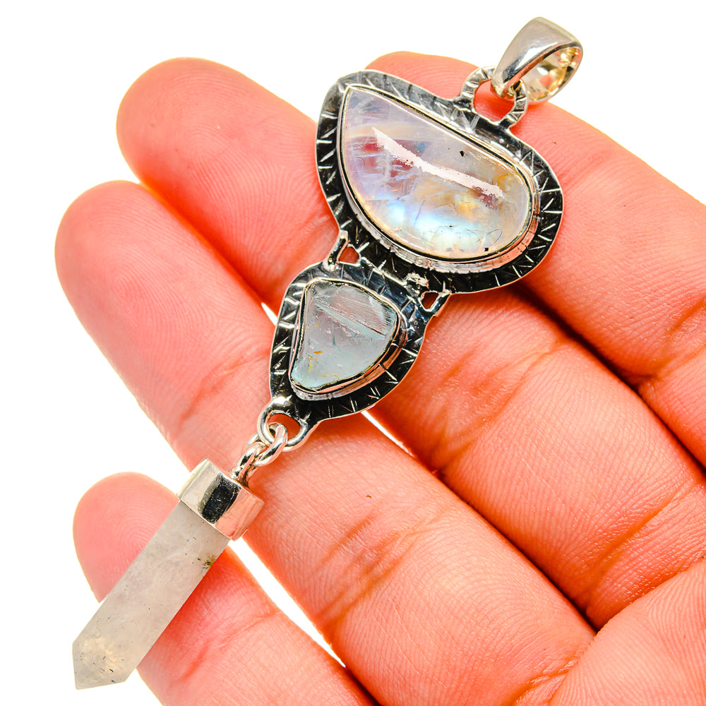 Rainbow Moonstone Pendants handcrafted by Anasilvercos - PD17553