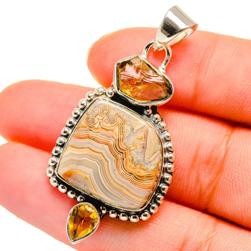 Laguna Lace Agate Pendants handcrafted by Anasilvercos - PD17675