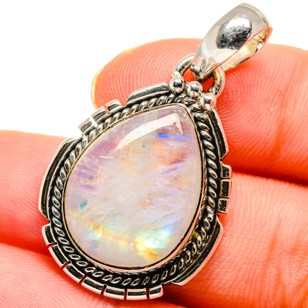 Rainbow Moonstone Pendants handcrafted by Anasilvercos - PD17676
