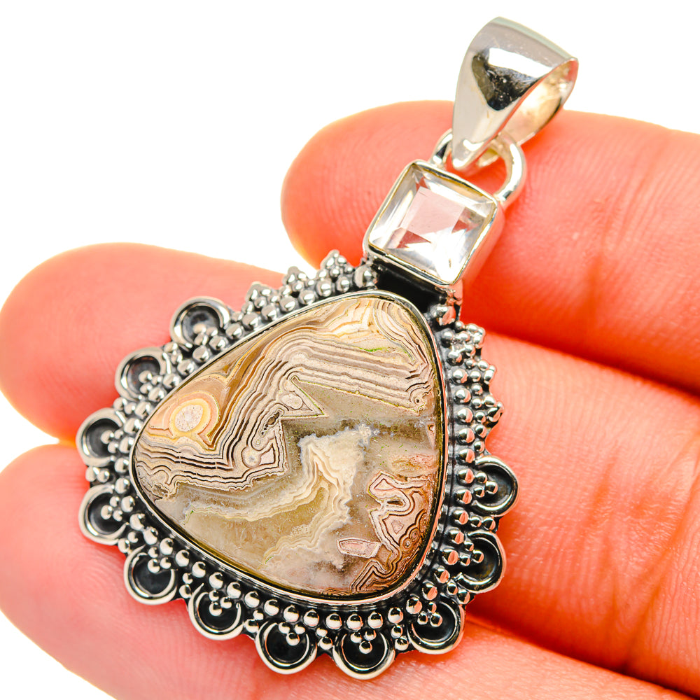 Laguna Lace Agate Pendants handcrafted by Anasilvercos - PD17677