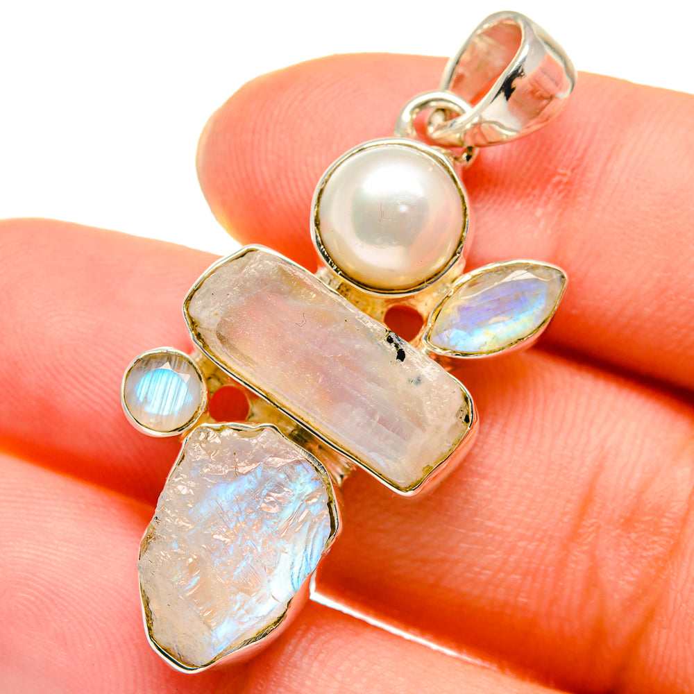 Rainbow Moonstone Pendants handcrafted by Anasilvercos - PD17733