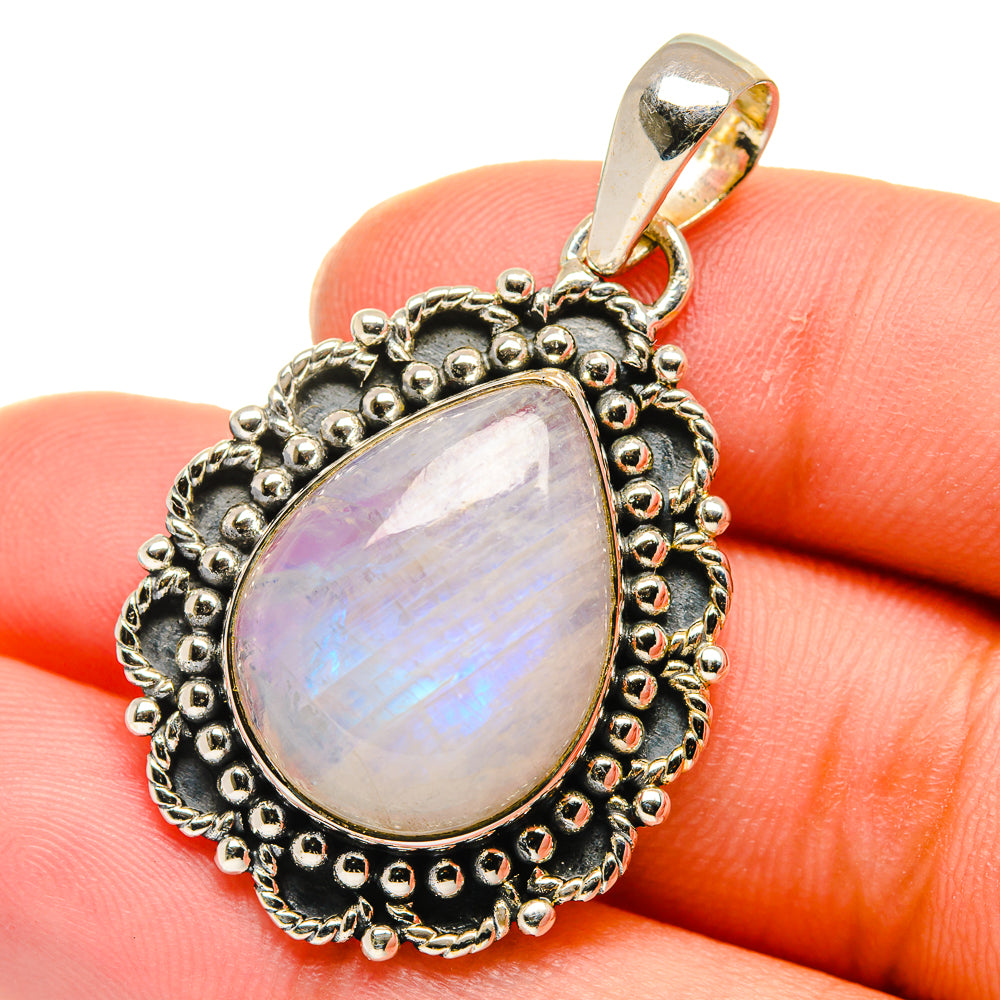 Rainbow Moonstone Pendants handcrafted by Anasilvercos - PD17739