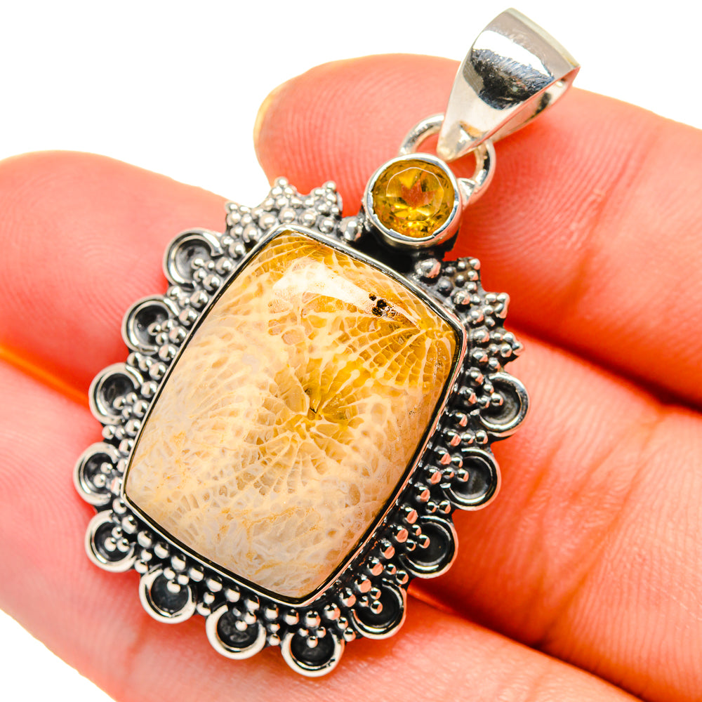 Fossil Coral Pendants handcrafted by Anasilvercos - PD17740