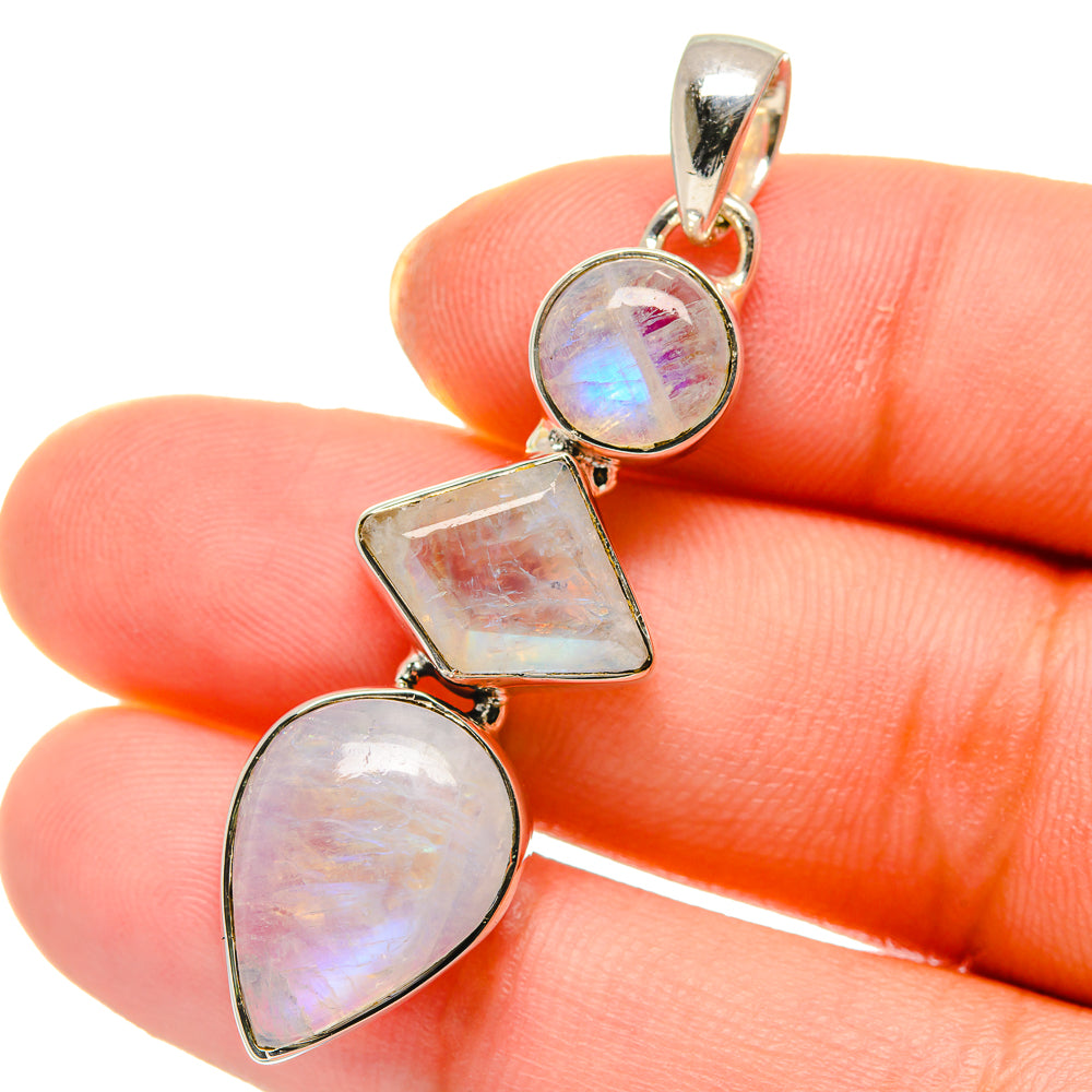 Rainbow Moonstone Pendants handcrafted by Anasilvercos - PD17744