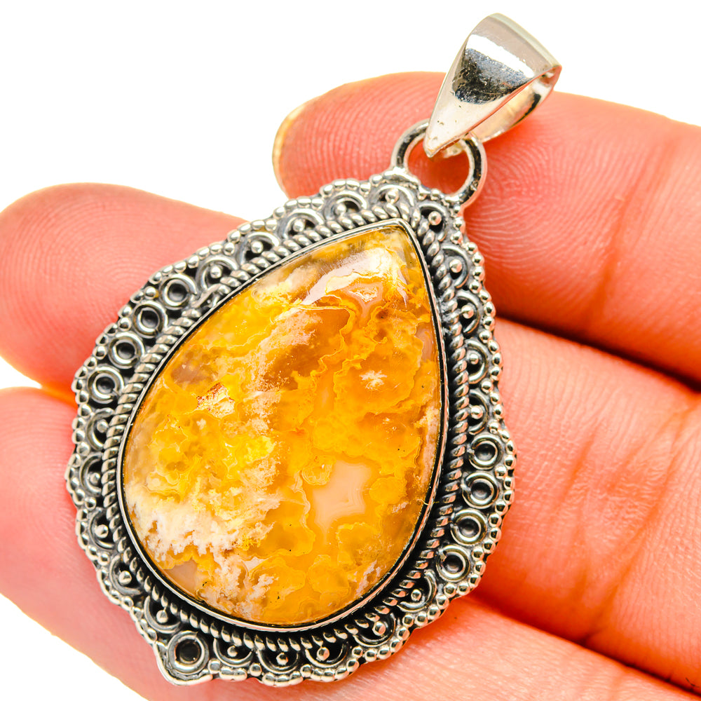 Plume Agate Pendants handcrafted by Anasilvercos - PD17778