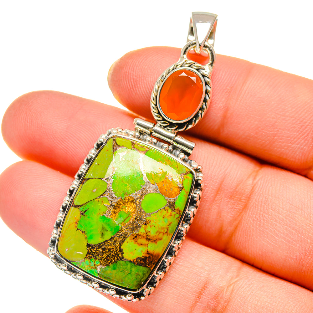 Green Copper Composite Turquoise Pendants handcrafted by Anasilvercos - PD17787