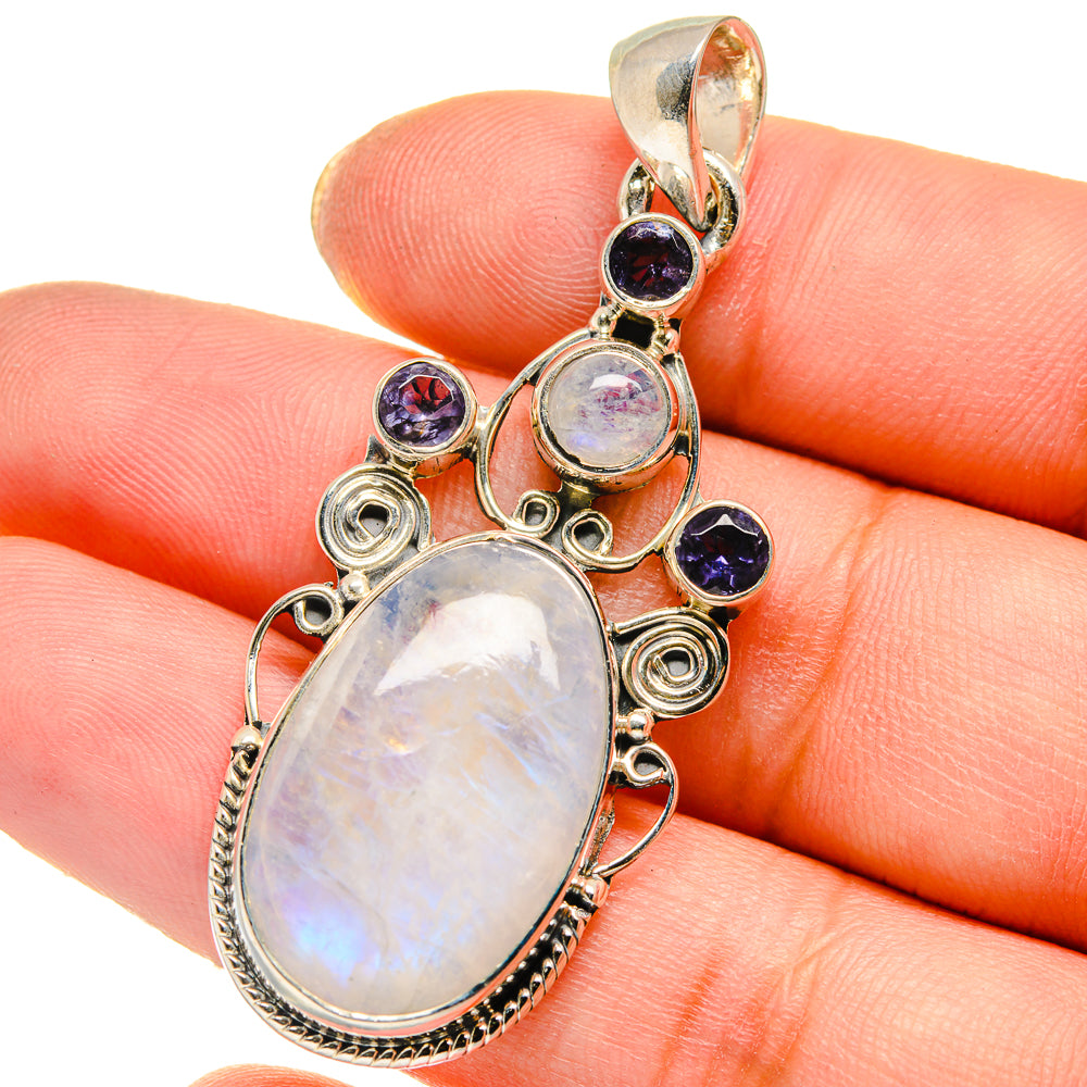 Rainbow Moonstone Pendants handcrafted by Anasilvercos - PD17814