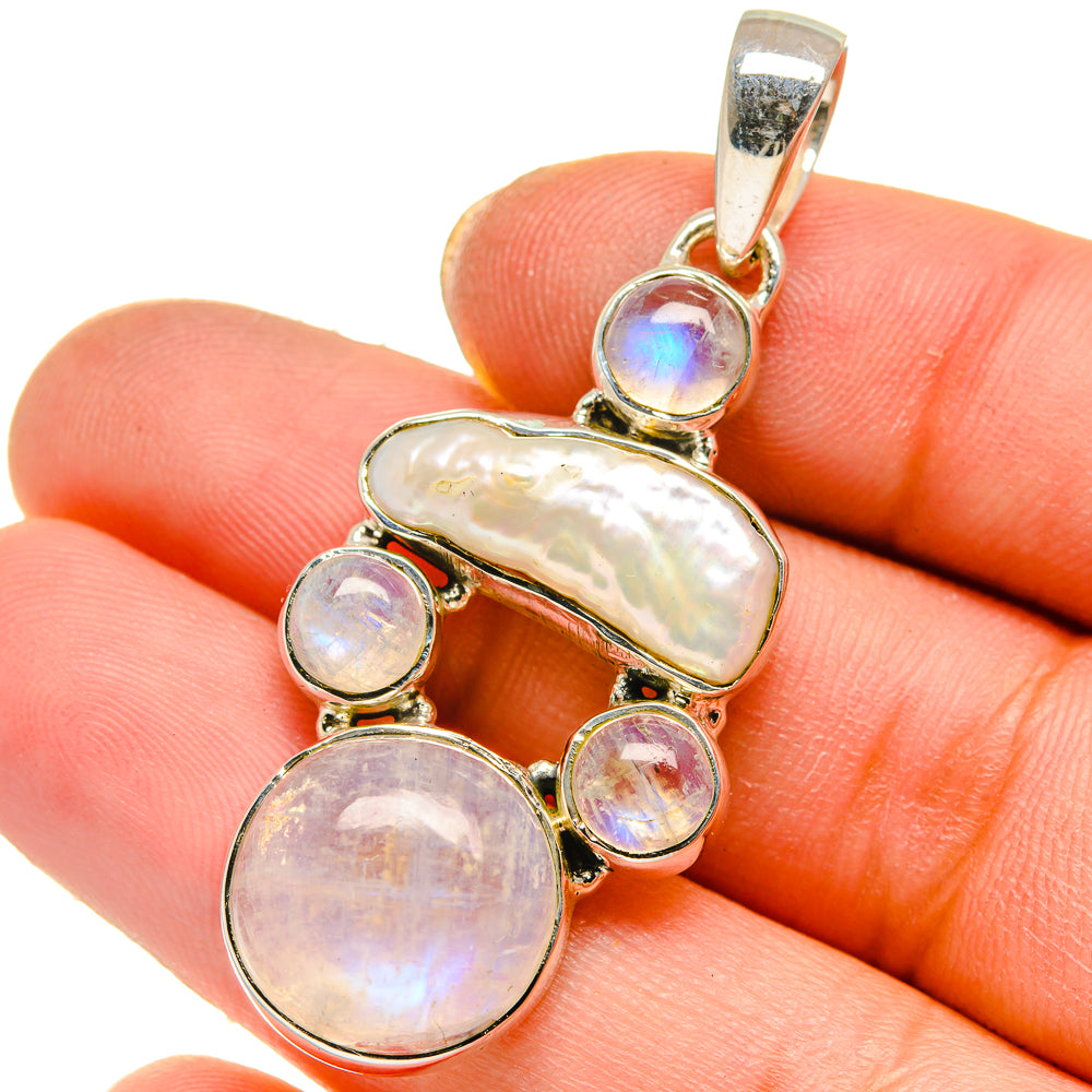 Rainbow Moonstone Pendants handcrafted by Anasilvercos - PD17831