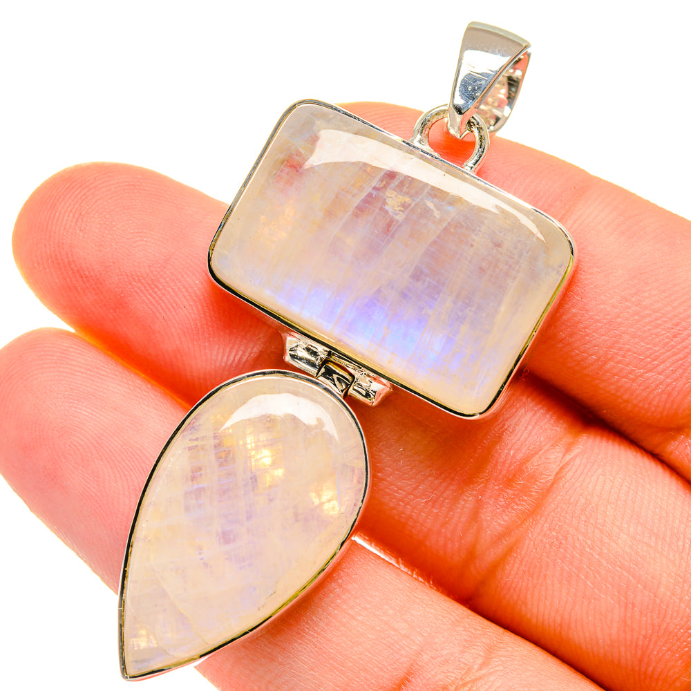 Rainbow Moonstone Pendants handcrafted by Anasilvercos - PD17853